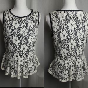 Black | White Lace  Floral Cute Top